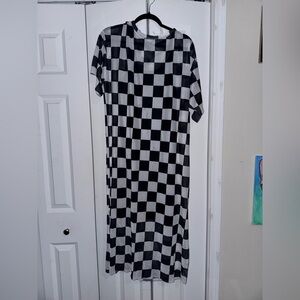 Dressed in LALA Black and White Checkered Maxi Dress